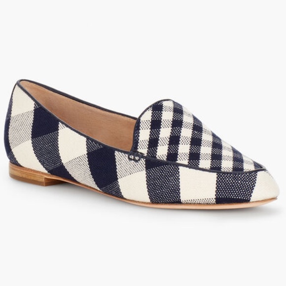 Talbots Navy Blue - Gingham Canvas Loafers 8.5M 🎈 - Picture 3 of 10
